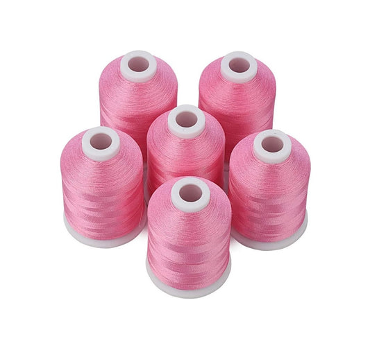 Set Ață De Brodat 6 Bobine - 1000 m, Culoare Roz