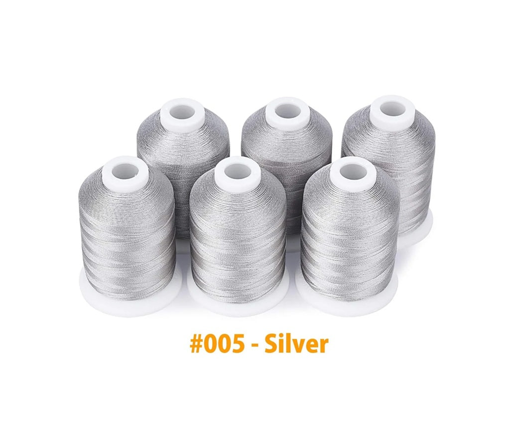 Set Ață De Brodat 6 Bobine - 1000 m, Culoare Argintiu