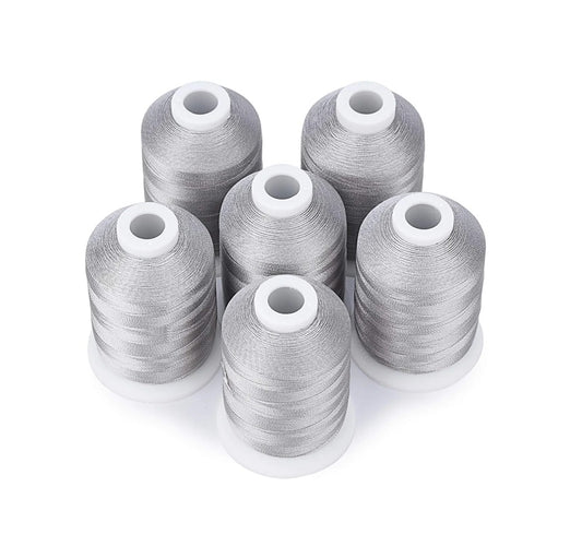 Set Ață De Brodat 6 Bobine - 1000 m, Culoare Argintiu