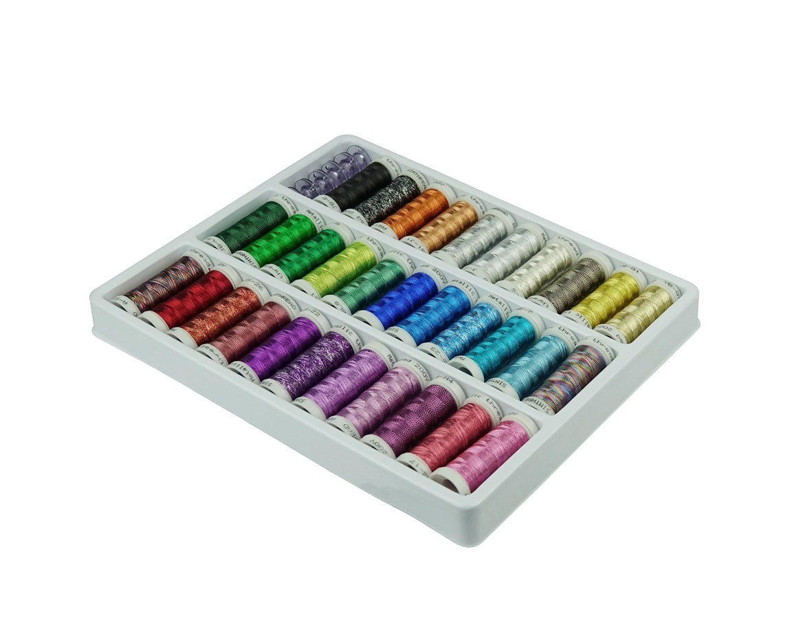 Set Ață De Brodat 32 Bobine - 180 m, Culori Metalice