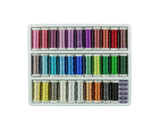 Set Ață De Brodat 32 Bobine - 180 m, Culori Metalice