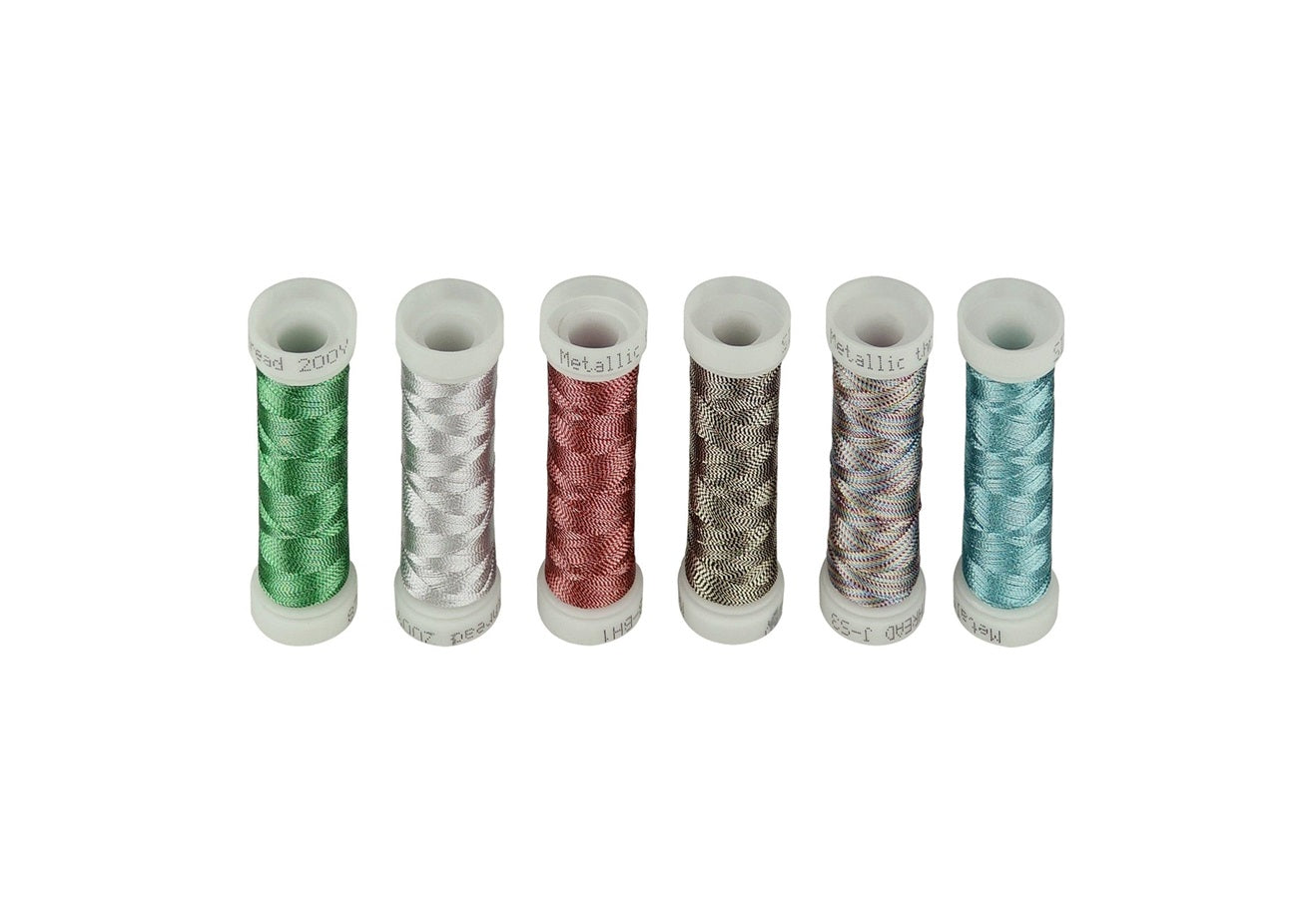 Set Ață De Brodat 6 Bobine - 180 m, Culori Metalice