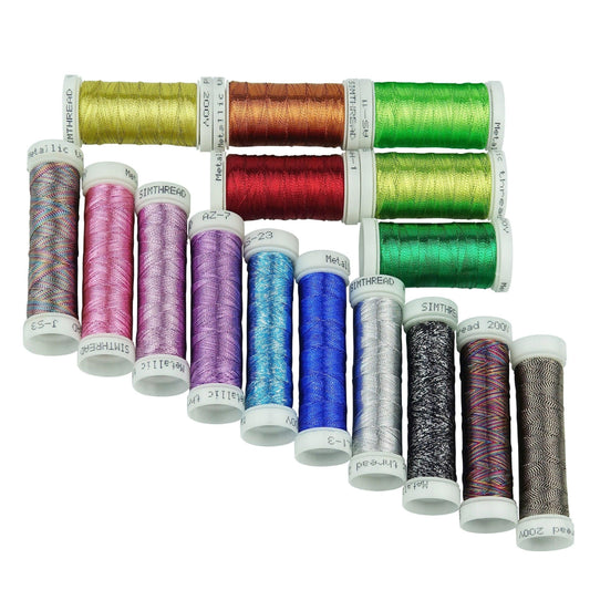 Set Ață De Brodat 16 Bobine - 180 m, Culori Metalice