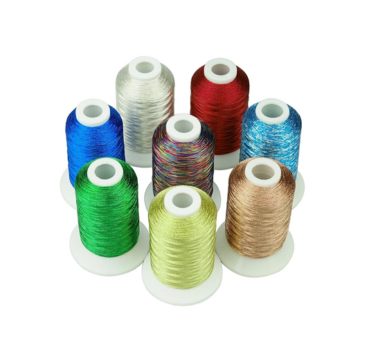 Set Ață De Brodat 8 Bobine - 500 m, Culori Metalice