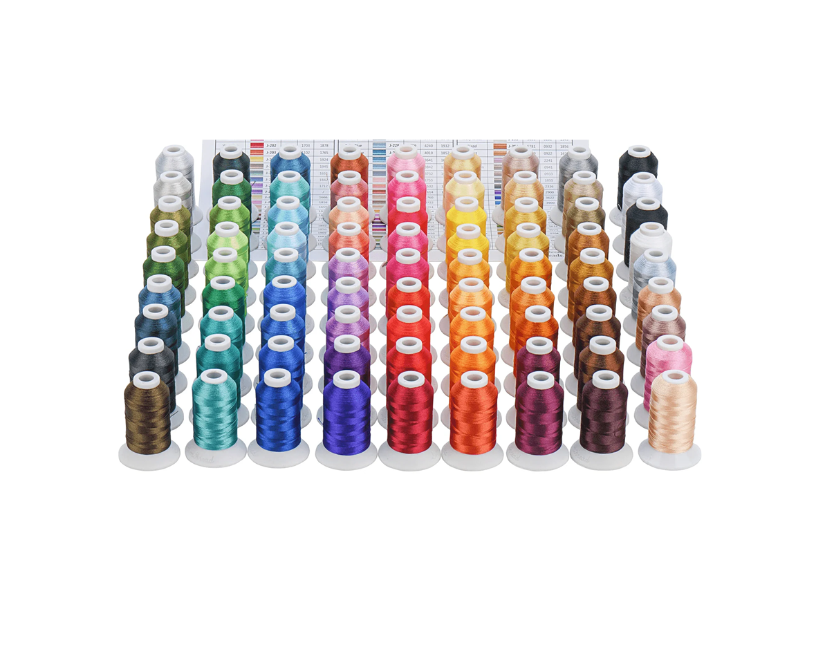 Set Ață De Brodat 80 Bobine - 500/1000 m, Culori Janome, Cutie Depozitare