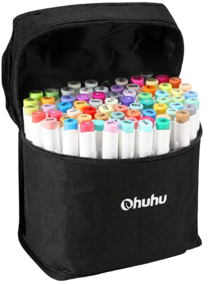 Ohuhu Honolulu B, Set 72 Markere, Baza Alcool, Dual Tips Brush&Fine, Multicolor Y30-80400-76