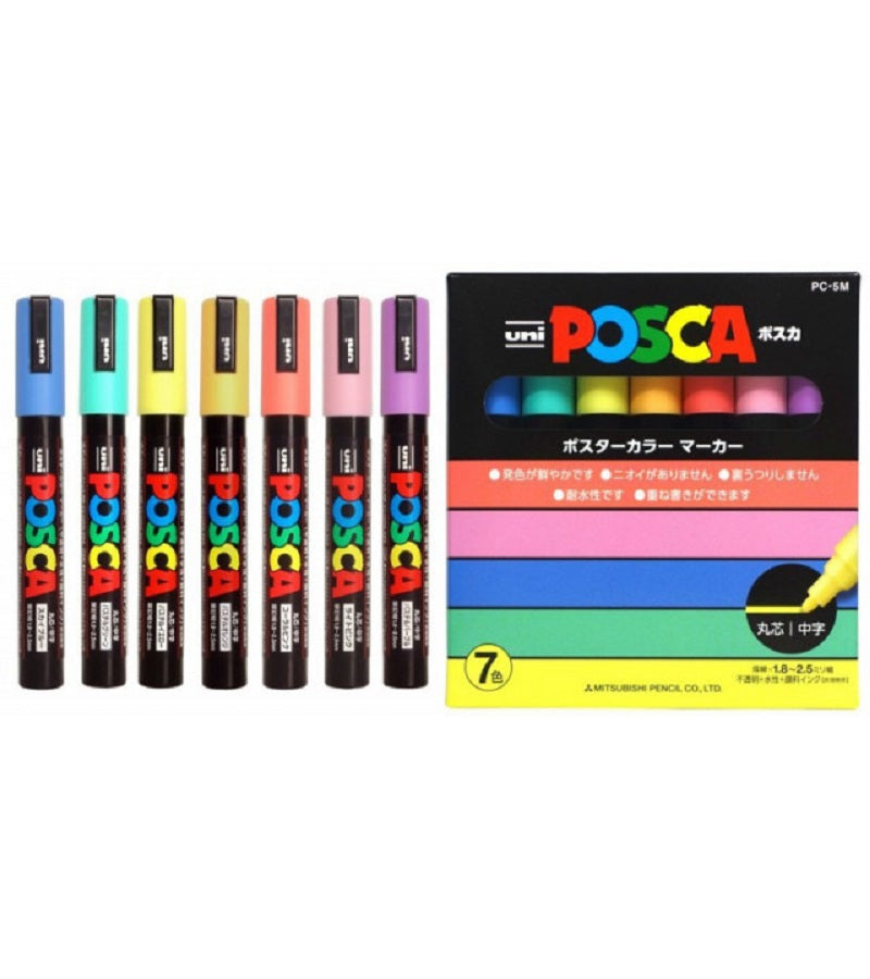 Posca Paint Marker 7 Culori PC-5M Pastel Set