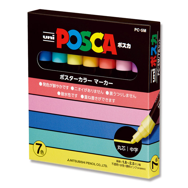 Posca Paint Marker 7 Culori PC-5M Pastel Set