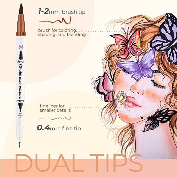 Ohuhu Maui Series Set 36 Markere, Baza Apa, Dula Tips Brush&Fineliner, Skin Tones Y30-80600-46