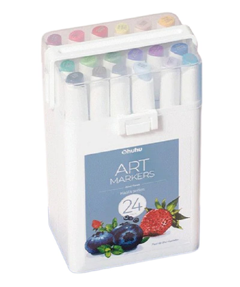Ohuhu Kaala Series Set 24 Markere, Baza Alcool, Dual Tips Slim Broad&Fine, Basic Tones Y30-80402-37