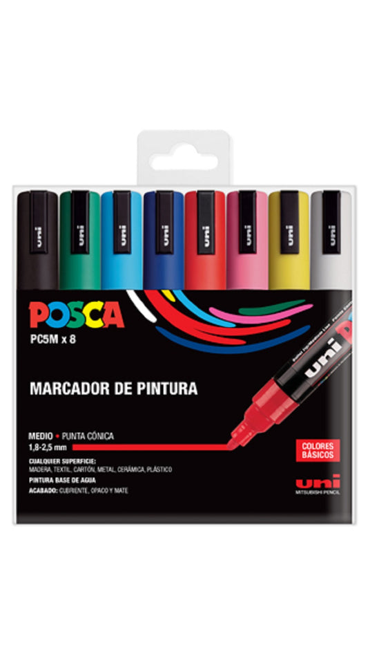 Posca Paint Marker 8 Culori PC-5M Basic Set