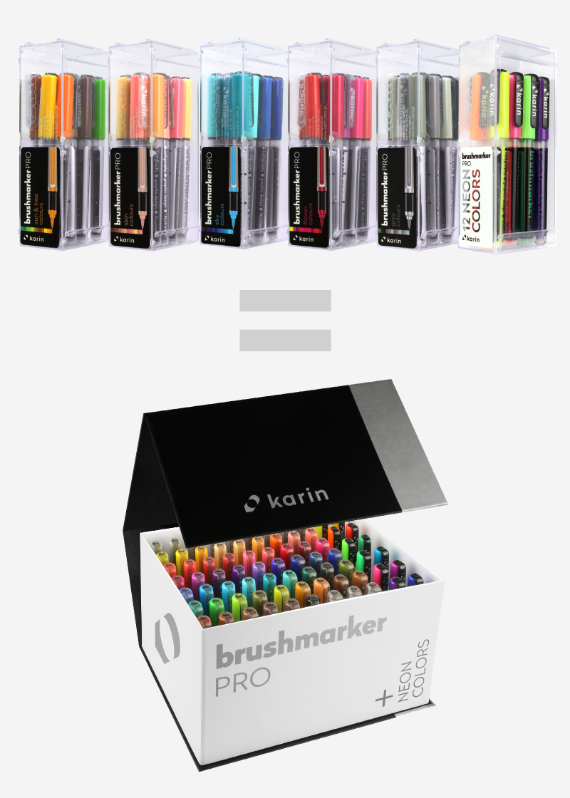 Karin Set 72 Brushmarkere Pro+3 Blendere Mega Box Plus Multicolor