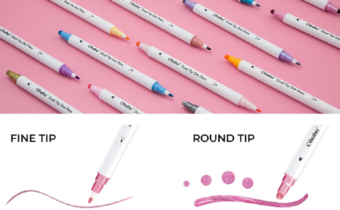 Ohuhu Set 15 Markere, Baza Apa, Dual Tips Fine&Dot, Multicolor Y30-80600-41