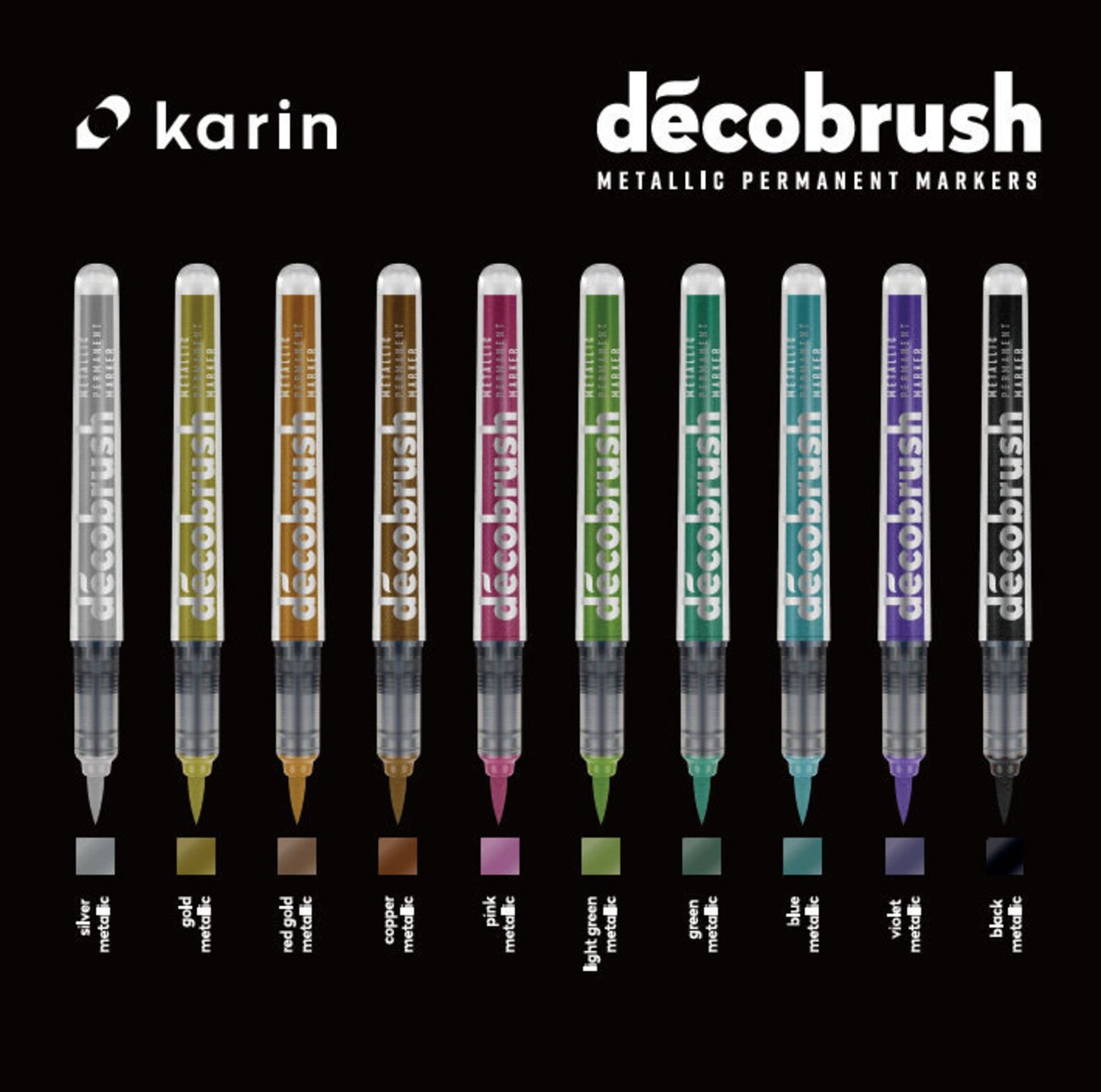 Karin Set 10 Markere Decobrush, Culori Metalice