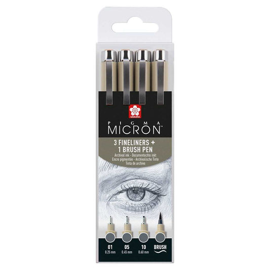 Sakura Set 4 Fineliners Sakura Pigma Micron, Tonuri Gri