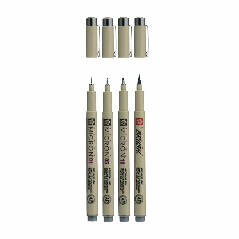 Sakura Set 4 Fineliners Sakura Pigma Micron, Tonuri Gri