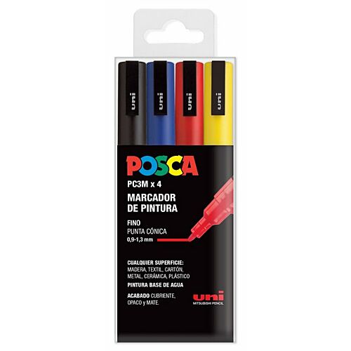 Posca Paint Marker 4 Culori PC-3M Fine Basic Set